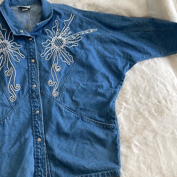 Vintage Pado California 80s Dress Embroidered Denim Streetwear Jacket Size S - Picture 2 of 6
